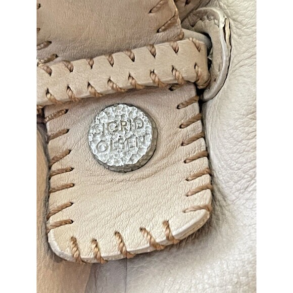 Vintage Sigrid Olsen Leather Hobo Bucket Bag Drawstring Cottagecore Y2K Beige - Picture 8 of 16